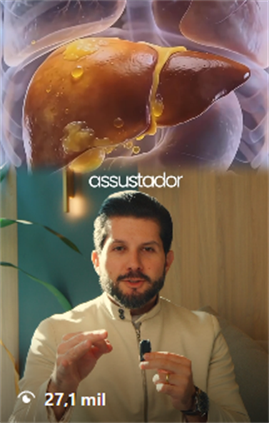 Print de peça publicada de Dr. Joaquim Menezes sobre saúde do fígado, com 27,1 mil visualizações.